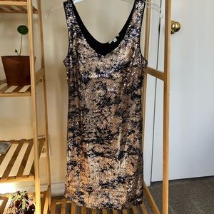 Black and Gold Sequin Dress